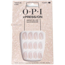 OPI xPRESS/ON Throw Me a Kiss - Pink Shimmer Short Round Press On Nails - With Nail Glue - Long Lasting, Reusable & Non-Damaging Short False Nails