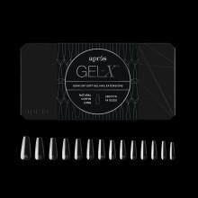 Apres Gel-X? Coffin Box of Nail Tips | 280 Soft Gel Tips, 14 Sizes 00-9 | Half-sizes Included (Natural Coffin Long, 280 Count)