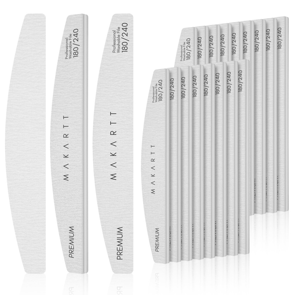 Makartt Nail Files: 180/240 Grit Emery Boards For Nails, 20Pcs Professional Dual-Sided Fingernail Files For Natural Nails Prep & Buffing, Reusable