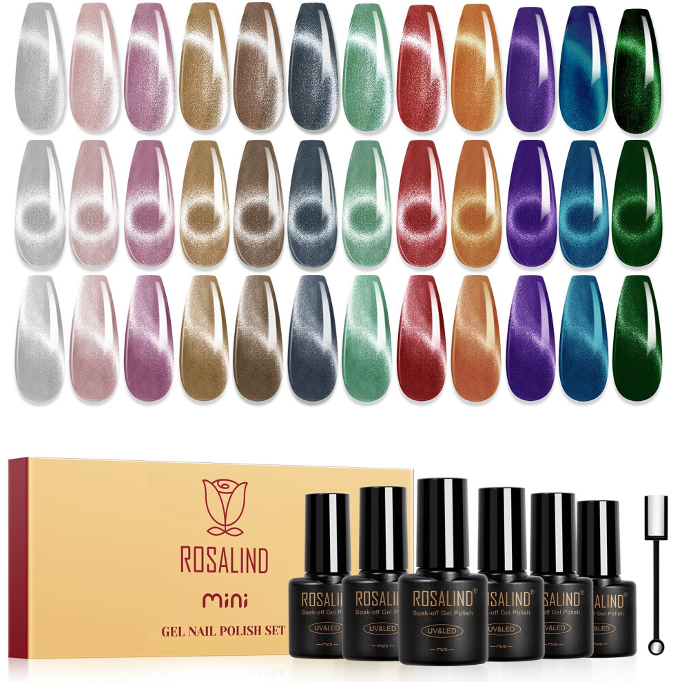 Rosalind Cat Eye Gel Nail Polish 12 Colors Glitter Gel Nail Polish Set With Magnet Nail Art Manicure Salon Diy Gift For Women