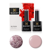 Bluesky Gel Nail Polish Set, 9th Anniversary Set 5, 2 x 10ml, QXG312 Blindfold, 80634 Blushing Topaz, Pink, Glitter (Requires Curing Under UV LED