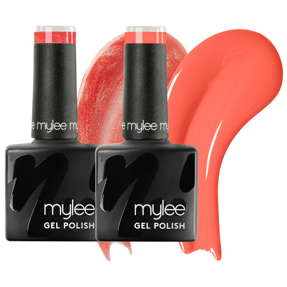 Mylee Gel Nail Polish Duo 2X8ml [Sunset Kiss] - Uv/Led Soak-Off Nail Art Manicure Pedicure For Professional, Salon & Home Use - Long Lasting & Easy To