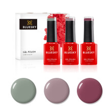 Bluesky Gel Nail Polish Set, Fall Essentials, Sage Scarf 80570, Field Fox 80594, Marsala KA4036, 3 x 5 ml, Green, Dark Pink (Requires Curing Under UV