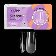 Mylee Fix N Flash Soft Gel Tips - Long Square - 552 PCS, Full Cover Soft Gel Nail Tips, Nail Art Extensions, Flexible & Resistant, 12 Different Sizes,