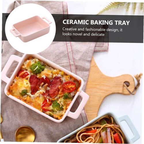 Ceramic Baking Dish with Handles Oven Safe DoubleEar Pan for Cake Bread Home and Restaurant Use 1