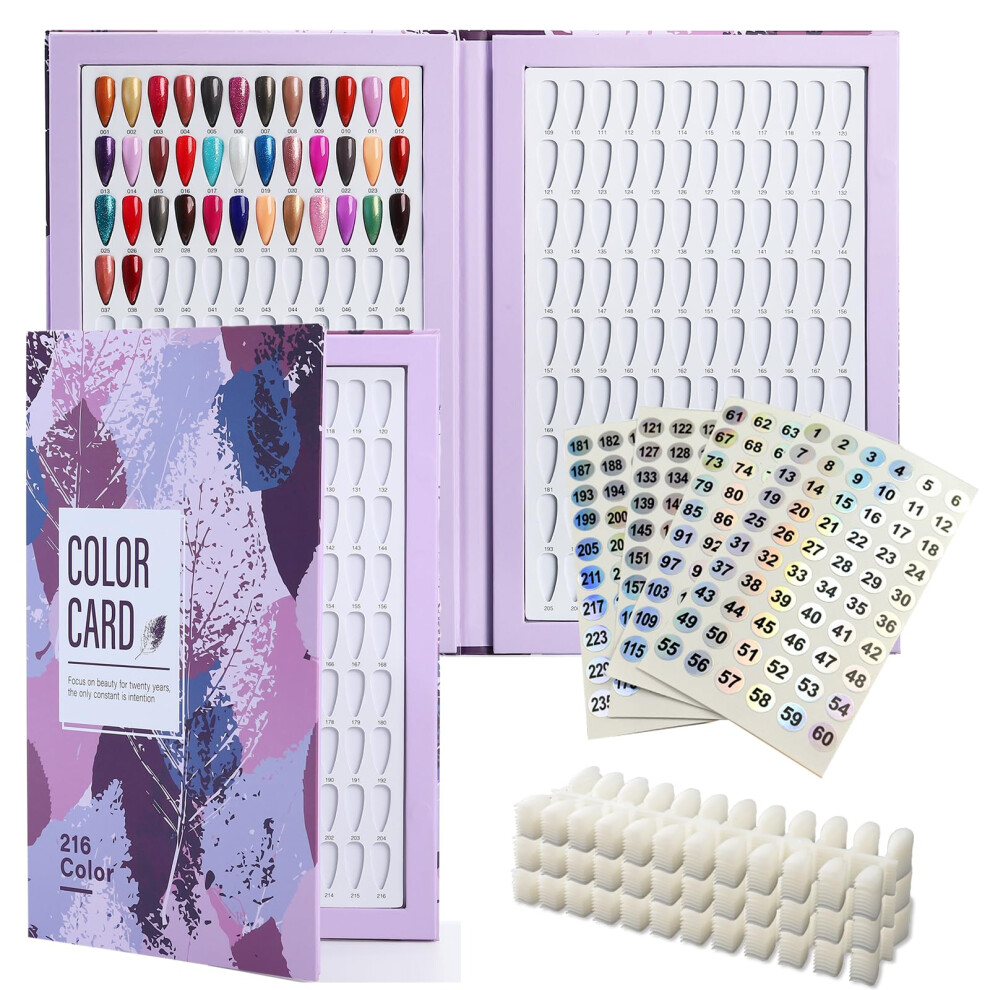 Acycoin2a Ã£Â¦Â¤ Acycoin2a 216 Nail Colour Chart Display Gel Nail Polish Colour Book With 240 Artificial Nail Tips And Sticker Number (A)