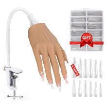 Adonafy Practice Hand for Acrylic Nails - Silicone Nail Practice Hand - Flexible Nail Hand Practice Model for Beginners - Bendable Fake Hand for