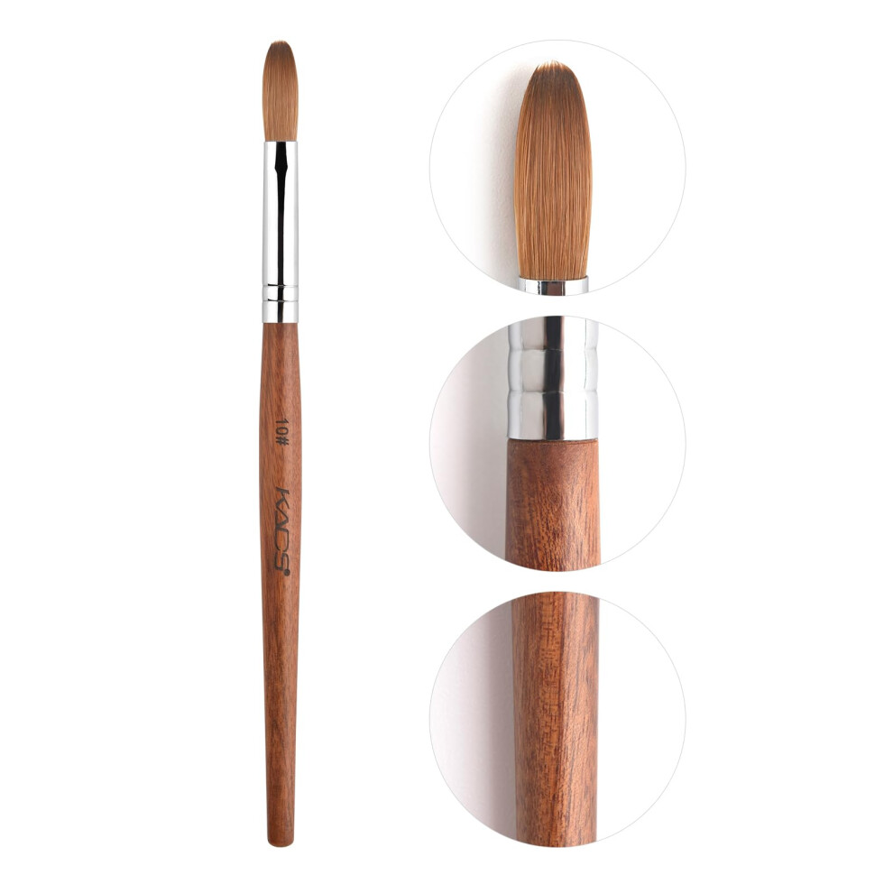 Kads Pure Kolinsky Hair Bristles Acrylic Nail Brush Oval Crimped Shaped Redwood Handle Professional Salon Quality (10#)
