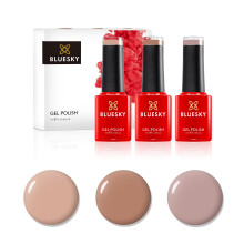 Bluesky Gel Nail Polish Set, AW21, Autumn and Winter 2021 Collection, Set 2, Nude Pink, Peach, Light Brown, Long Lasting, Chip Resistant, 10 ml