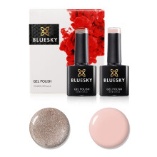 Bluesky Gel Nail Polish Set, 9th Anniversary Set 9, 2 x 10ml, A055 Soft Pink, 63903 Fairy Dust, Pastel, Nude, Gold Glitter (Requires Curing Under UV