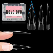 NOVO OVO Halloween XXL Straight Sharp Stiletto Natural Nail Tips Press on (not Sculpted), Normal Thick Extra Long Soak Off Soft Gel Fake Nail