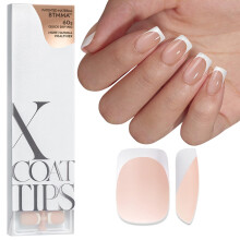 BTArtbox Press on Nails Short - 160 PCS XCOATTIPS French Tip False Nails, Soak Off Square Nail Tips, Nude Soft Gel Nail Tips for Gel Extensions in 16