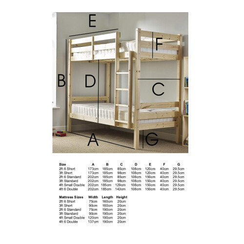 STRICTLY BEDS&BUNKS Everest Classic Bunk Bed (Short) 2ft 6 Single (5ft 9 Length) 1