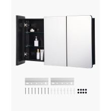 VEVOR Medicine Cabinet, 25.5 x 40 inch, Medicine Cabinet for Bathroom with Mirror, Aluminum Frame Bathroom Wall Cabinet, 4-layer Adjustable Shelves,
