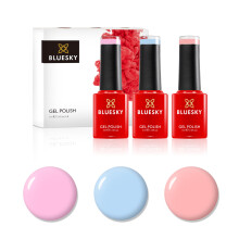 Bluesky Gel Nail Polish Set, Pastel Neon Collection, Strawberry Cream PN01, Blueberry Dream PN03, Peach Passion PN06 3 x 5 ml, Pink, Purple, Peach,