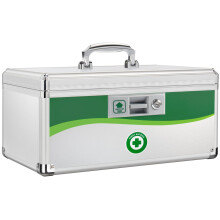 ZORVIDSON Lockable Medicine Box, Medication Storage with Key Lock, Portable First Aid Safe Empty Box, Layered Aluminum Daily Medicine Organiser for