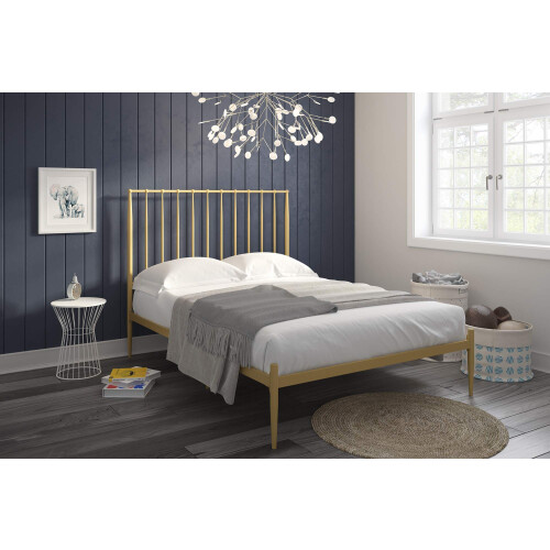 Giulia Modern Metal Bed, Gold, UK Double 2