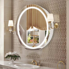 Janboe 71cm Round Mirror Cabinet with Lights,with Defogger,Dimmable,Anti-Fog,3 Colors,White