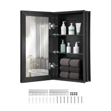 VEVOR Medicine Cabinet, 14 x 24 inches, Medicine Cabinet for Bathroom with Mirror, Aluminum Frame Bathroom Wall Cabinet, 2-layer Adjustable Shelves,