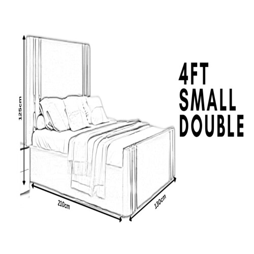 YB INTERIORS LTD Scroll Sleigh Bed Frame Upholstered Bed Frame With 125cm High Floor Standing Headboard Bed Frame Without Storage (Grey, 4FT Small 1