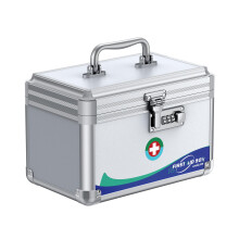 Uniclife Medicine Lock Box First Aid Box with Combination Lock & Handle Portable Medication Boxes Metal Lockable Medicine Storage Boxes, 25.4 x 15.2 x