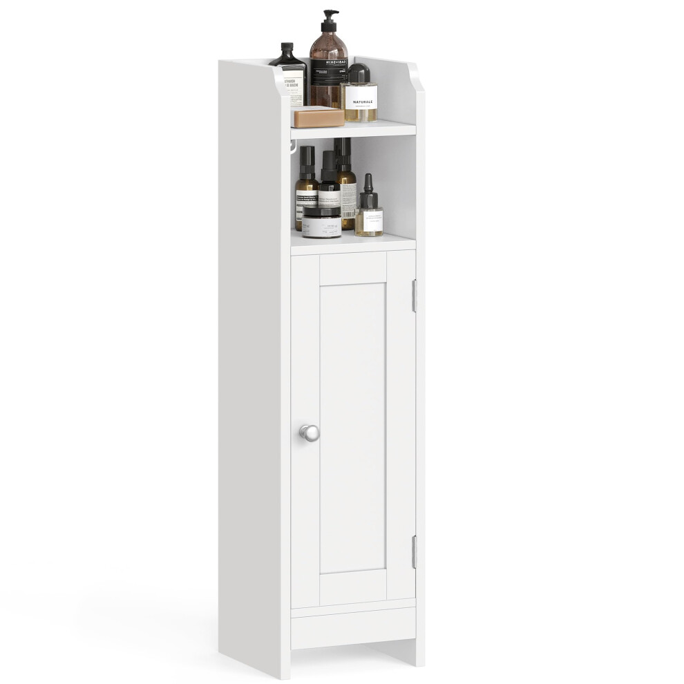 Vasagle Slim Bathroom Floor Storage Cabinet With Door And Shelves, Freestanding Bathroom Storage Unit, Narrow Bathroom Toilet Paper Storage Cabinet,