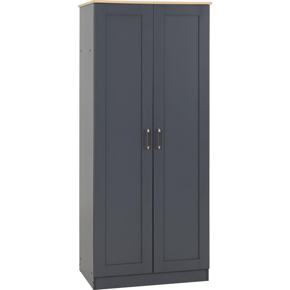 Seconique Portland 2 Door Wardrobe In /Oak Effect Grey