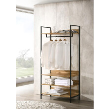 Timber Art Design UK Zahra Double Open Wardrobe Cupboard with 4 Shelves Storage Unit Clothes Rail Stand Rack Modern Furniture For Bedroom Living Room