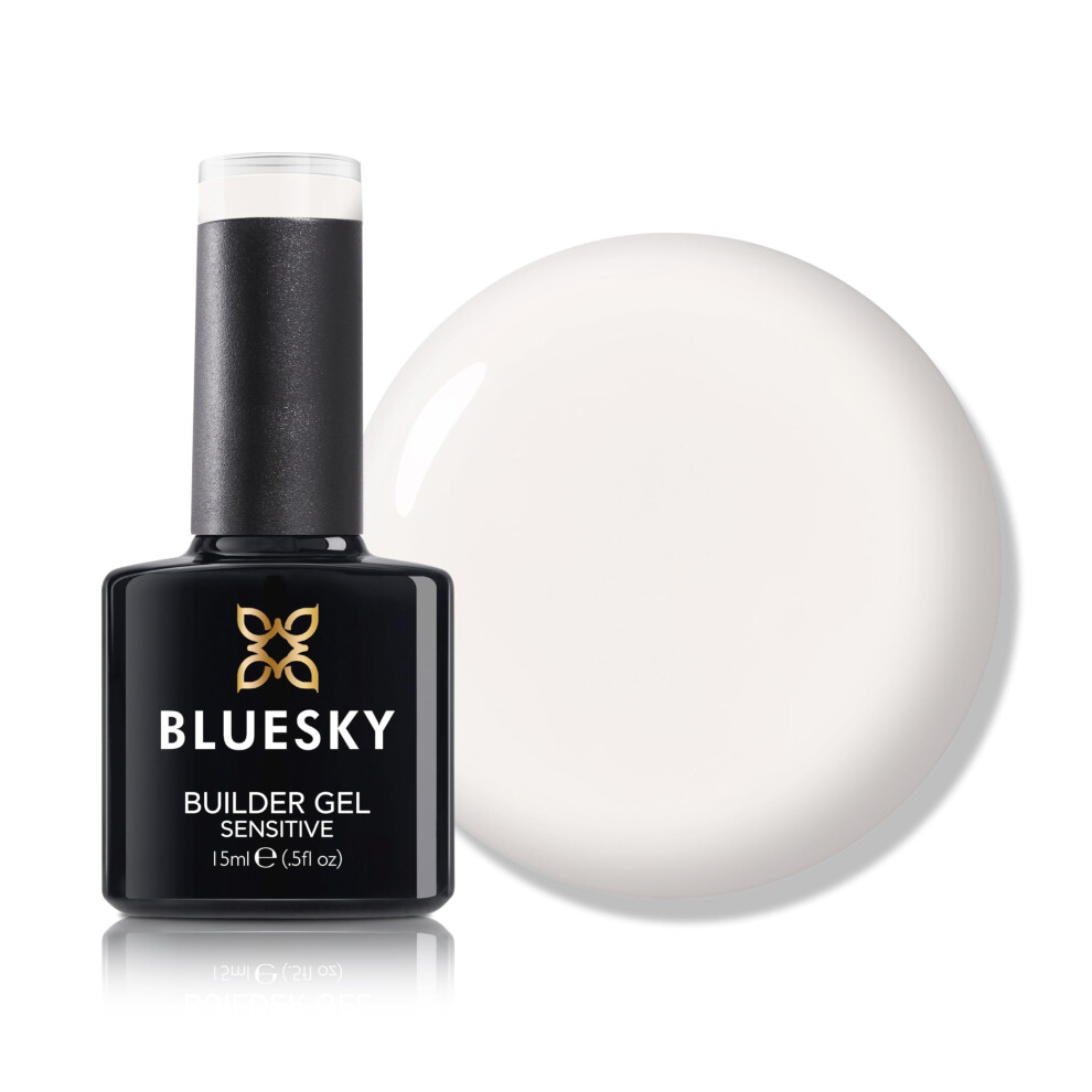 Bluesky All In One Fast And Easy Builder Gel Sensitive 15Ml, Milky Warmth - Nail Strengthener And Extender For Sensitive Nails, Requires Curing White