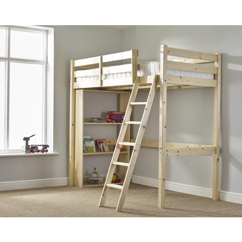 STRICTLY BEDS&BUNKS Celeste High Sleeper Loft Bunk Bed with Bookcase, 2ft 6 Single
