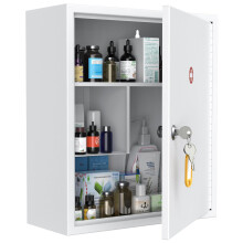Uniclife Wall Mount Medicine Cabinet with Key Lock Locking First Aid Lockable Medical Safe Storage Box Large Capacity Medicine Organizer Secure Steel