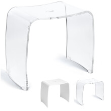 Libaro Meran Acrylic Shower Stool with Handle, Timeless Design, Non-Slip with Rubber Feet (XL transparent)
