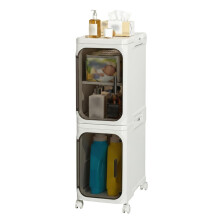 Pinkgarden Slim Bathroom Storage Cabinet with Wheels, Foldable Narrow Bathroom Cabinet, Movable Storage Unit for Small Spaces Laundry and Kitchen,