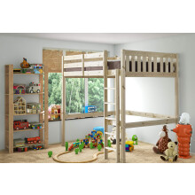 STRICTLY BEDS&BUNKS Eldon High Sleeper Loft Pine Bunk Bed, 4ft 6 Double