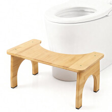 Huiguli Bamboo Toilet Stool 6.7 Inch, Squatting Step Stool for Kid, Adults & Elderly, Anti-Slip Bathroom Poop Stool for Constipation Relief,