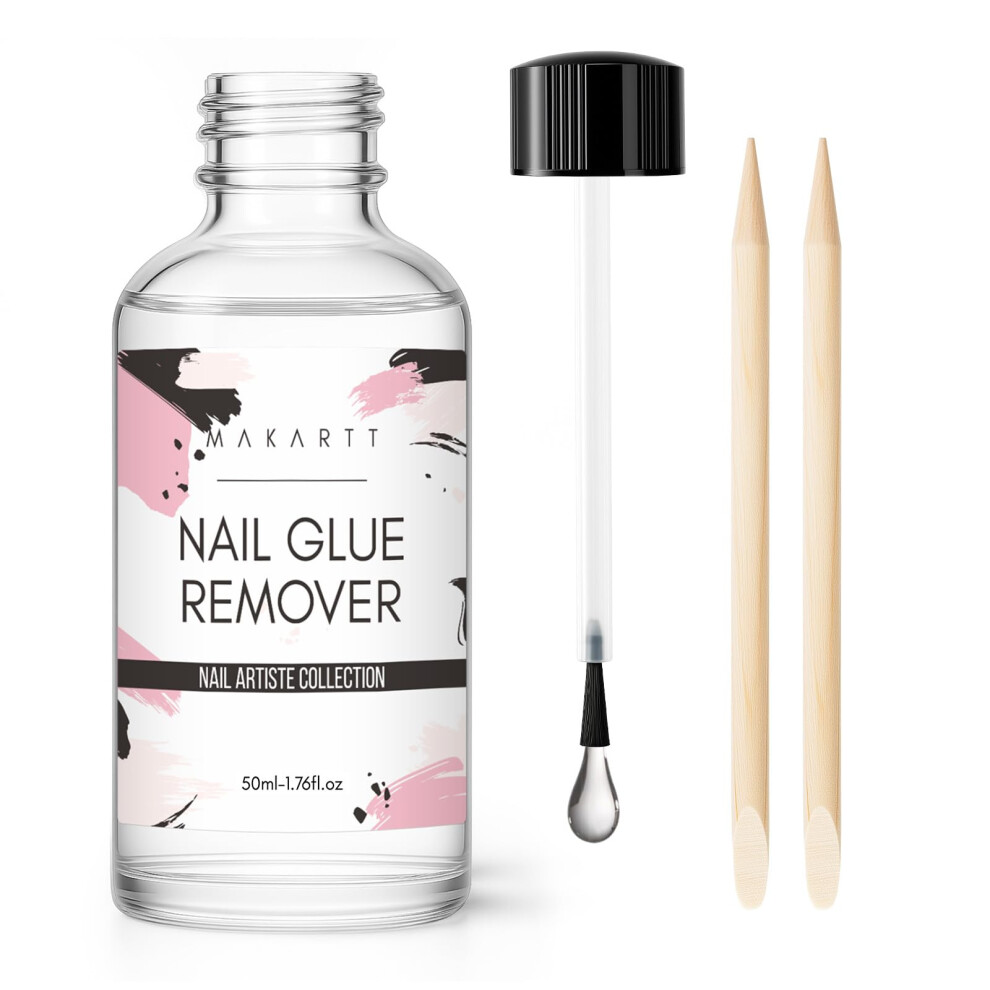 Makartt Nail Glue Remover For Press On Nails: 50Ml Professional False Nail & Nail Tips Adhesive Remover, 5S Quick Glues & Semi-Cured Sticker Brush On