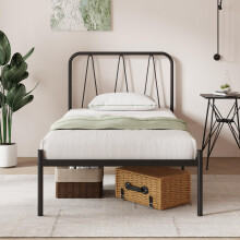 Novilla 36cm Metal Single Bed Frame, Platform Bed Frame with Headboard, Steel Slat Support, Mattress Foundation, Easy Assembly, Underbed Storage Space
