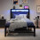 BORPHOM 3ft Single Bed Frames with Storage Headboard,Charging Station/LED Lights,Metal Upholstered Platform Bed Frame Single No Box Spring 4