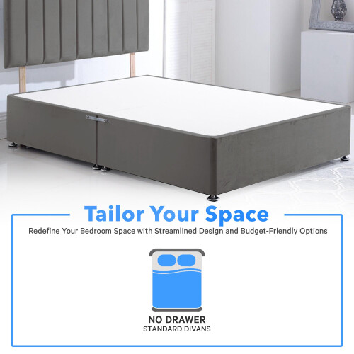 ComfoRest - Modern 4FT Small Double Divan Bed, NO DRAWER | Minimalist Frame for Compact Spaces | Reliable Design for Versatile Living Solutions (Grey 2