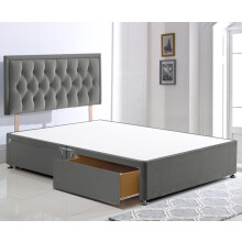 ComfoRest - 3FT Single Grey Bed Frame with 2 Drawers | Stylish Divan Base with 24? Headboard | WITHOUT MATTRESS, Modern Design for Compact Spaces