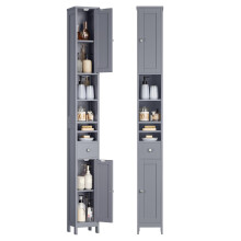 VASAGLE Tall Bathroom Cabinet, Slim Bathroom Storage Cabinet, Freestanding Narrow Storage Unit with Adjustable Shelves, Drawer, Open Compartments, for