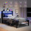 BORPHOM 3ft Single Bed Frames with Storage Headboard,Charging Station/LED Lights,Metal Upholstered Platform Bed Frame Single No Box Spring 5