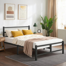 Frost IX Double Bed Frame, 4ft6 All Metal Slats Support Platform Bed Frame with Under-Bed Storage Space, Easy Assembly, Noise Free, No Box Spring