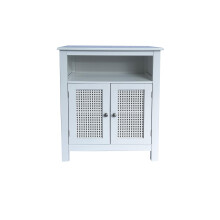 ASPECT Vera Faux Rattan 2-Door Storage Cabinet,White