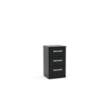 Birlea Lynx 3-Drawer Bedside Table - High-Gloss, Black