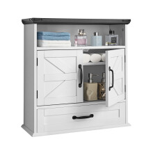 VEVOR Bathroom Wall Cabinet, 2 Doors & Adjustable Shelf, Over the Toilet Storage Medicine Cabinet Wall Mounted, Hanging Organizer with Drawer & Open