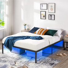 FurnitureR Metal Platform Bed Frame Solid Bedstead Base with Crochet-design Headboard Footboard, Underbed Storage Space Fits for Teenagers/Adults,