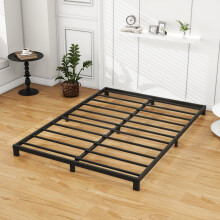 VERFARM 12cm Low 4ft6 Double Bed frame, Metal Bed 135x190 cm, Double Size Heavy Duty Metal Platform Bed Frame with Steel Slat Support, No Box Spring