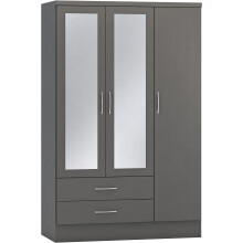 Seconique Nevada 3 Door 2 Drawer Wardrobe in 3D Effect Grey