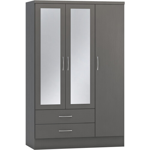 Seconique Seconique Nevada 3 Door 2 Drawer Wardrobe in 3D Effect Grey